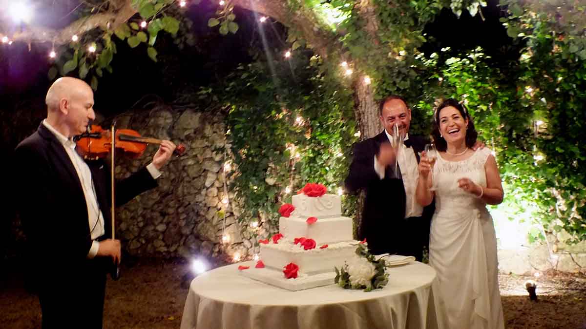 sax violino taglio torta matrimonio